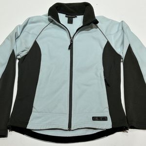 Rei Womens Baby Blue Thermo Light Medium Fleece‎ Zip Up Jacket Black